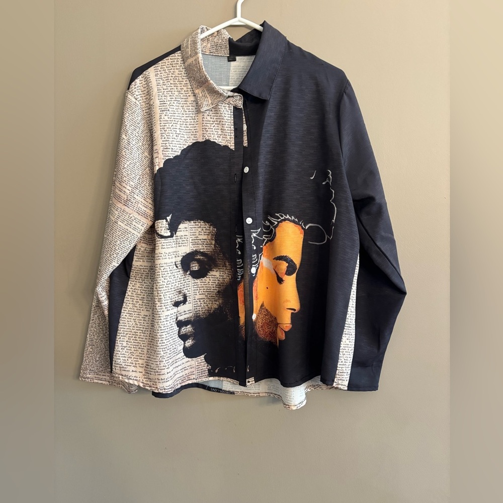 Women’s button-down shirt with musician Prince